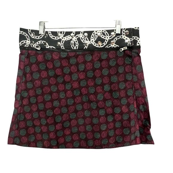 Zand Amsterdam Reversible Wrap Skirt OS Multicolor Dots Floral Snap Punk Grunge - Picture 2 of 16